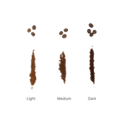 3 coffee grounds showing the different roasts 