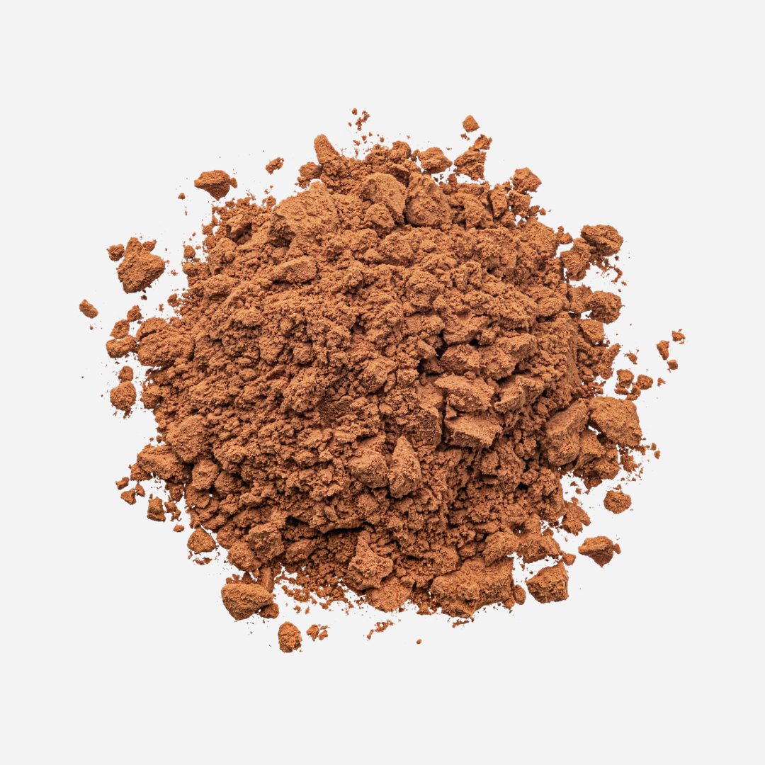 Hojicha tea powder on a white background