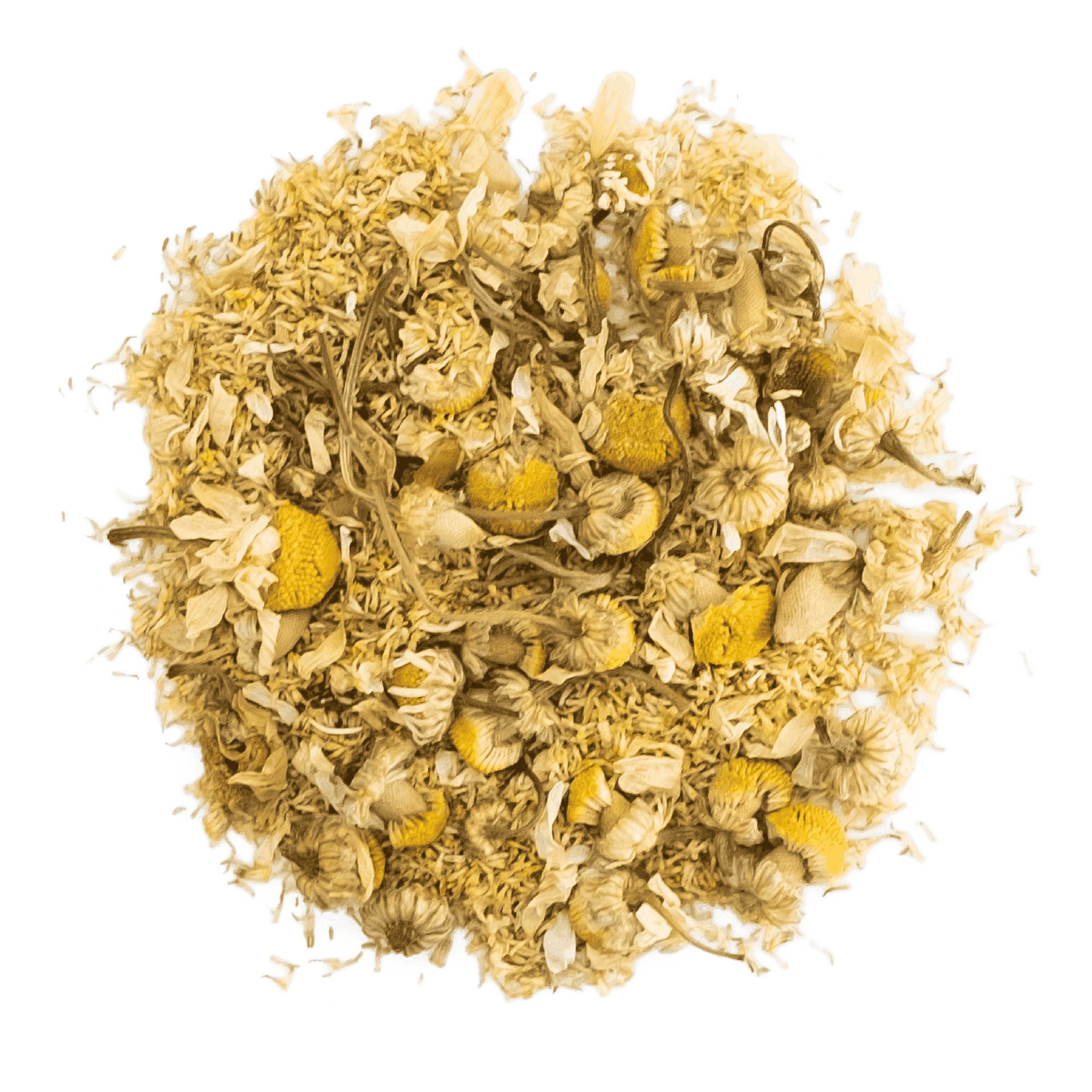 Loose leaf chamomile tea on a transparent background