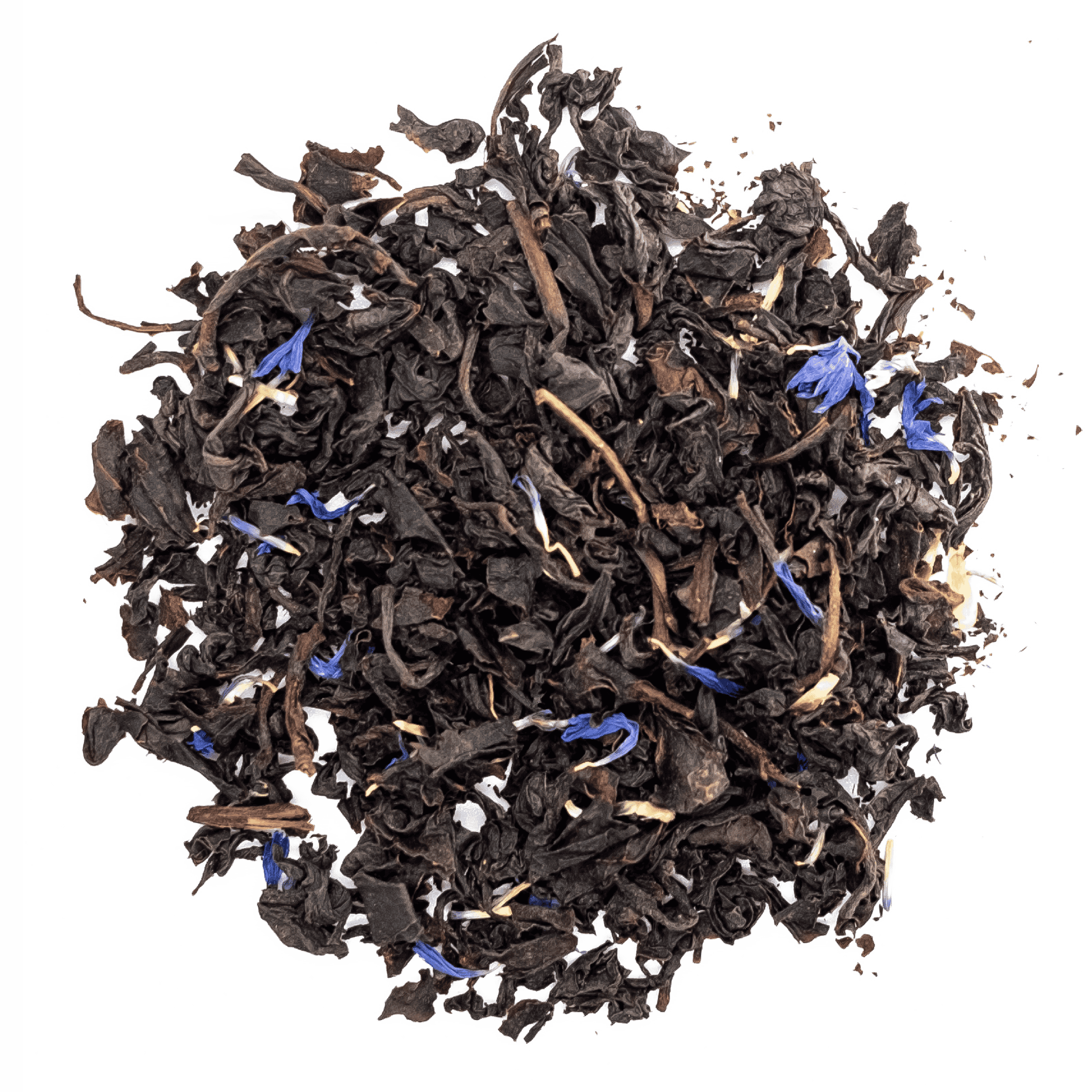 Loose leaf early grey tea on a transparent background